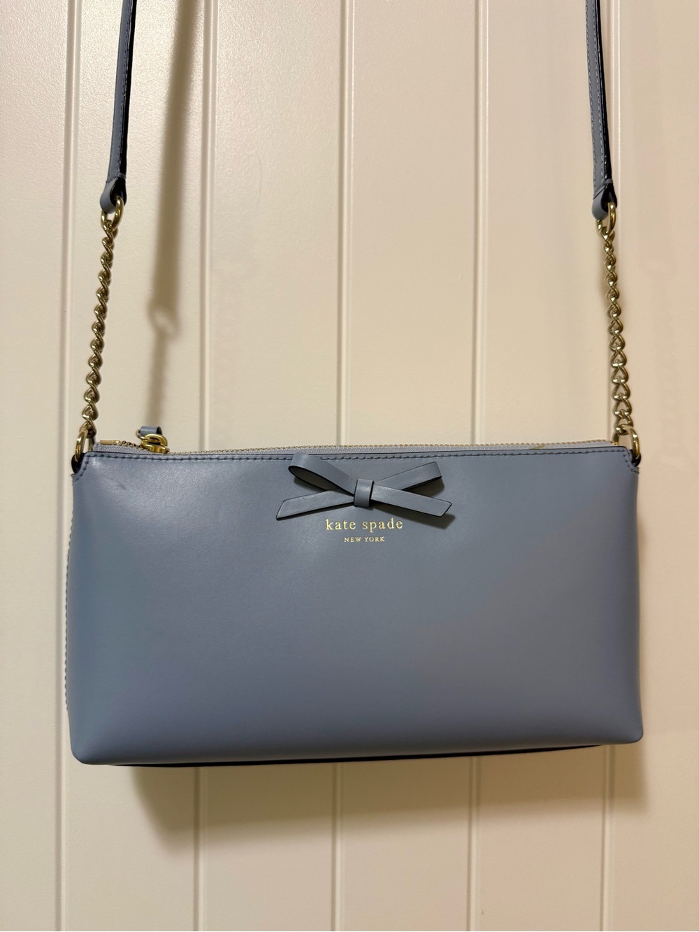 Kate Spade New York Blue Bow Leather Crossbody Bag